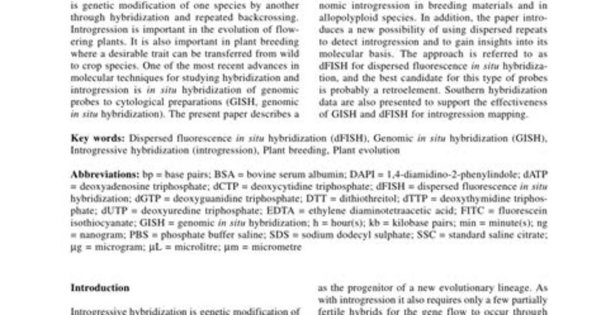 Introgressive Hybridization in Plants?