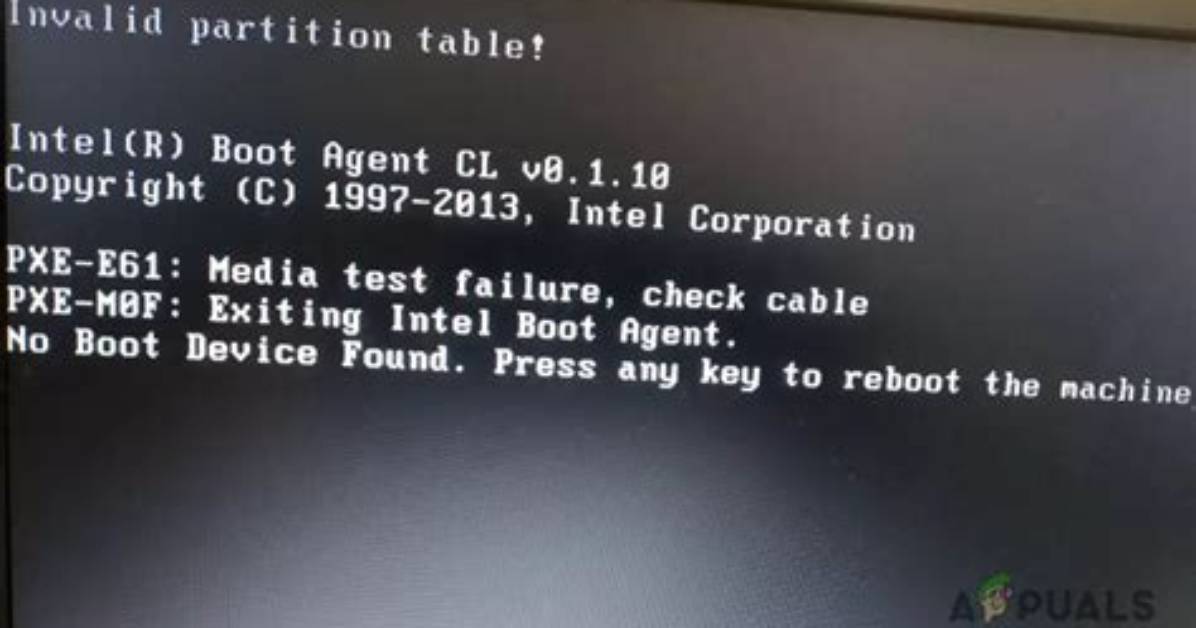 Invalid Partition Table When Trying to Boot from Usb on Windows System