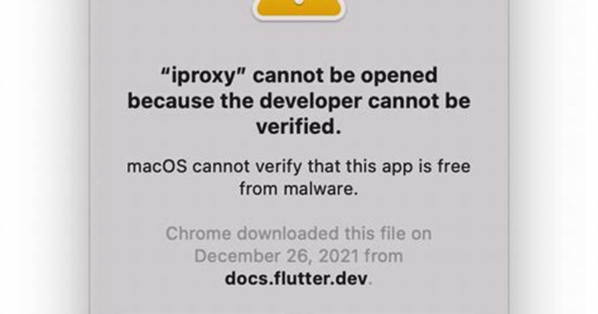 “Iproxy” Cannot Be Opened Because the Developer Cannot Be Verified