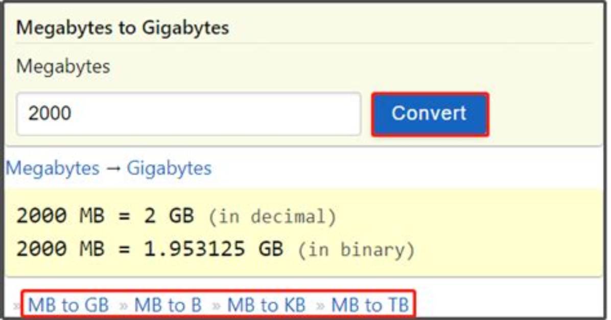Is 2000 Mb the Same as 2Gb?