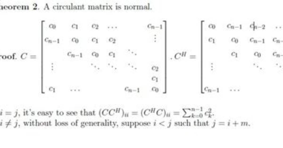Is Circulant Matrix Normal?
