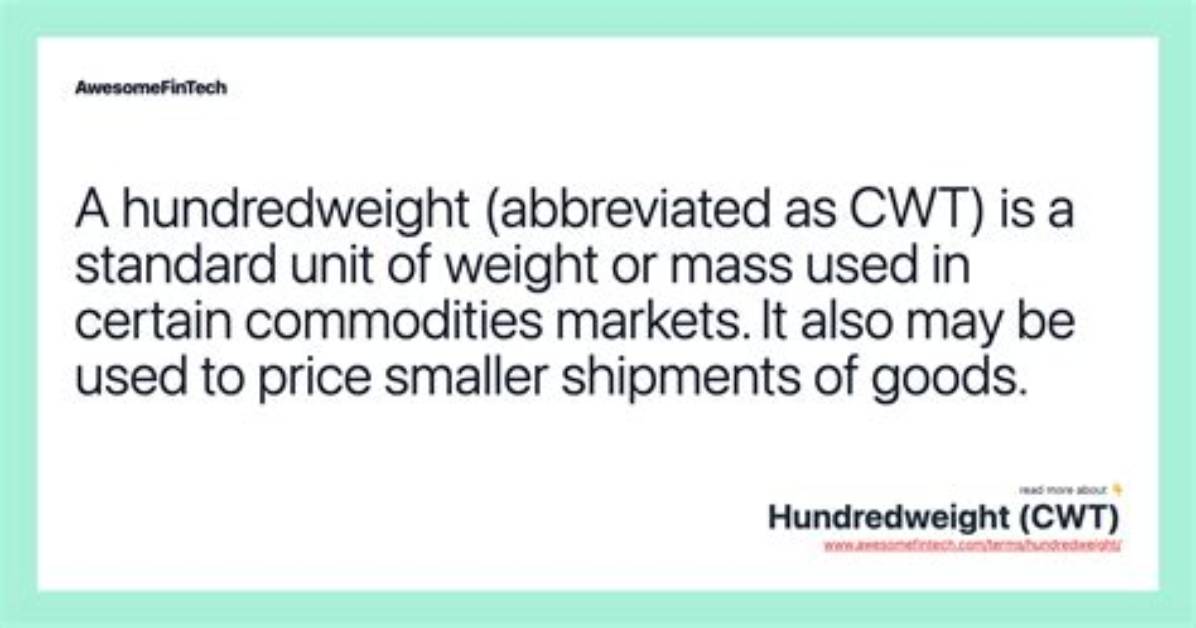 Is Cwt a Hundredweight?