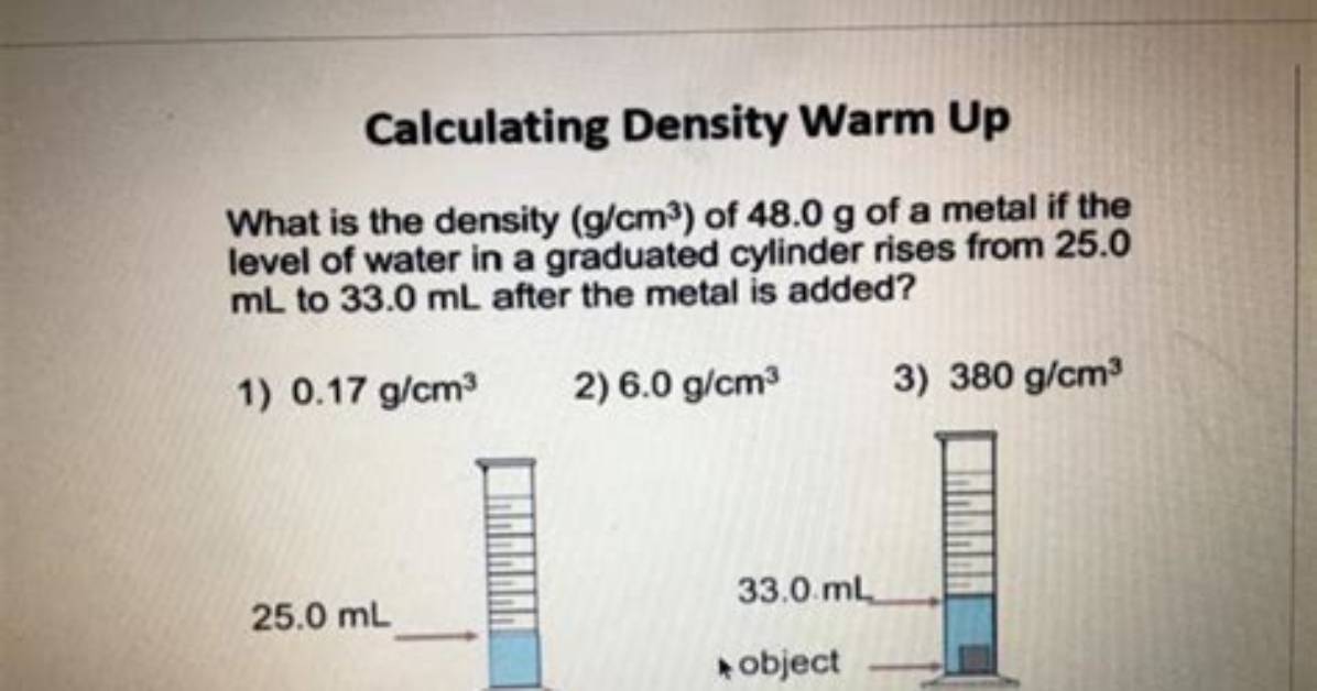 Is Density Always G Cm3