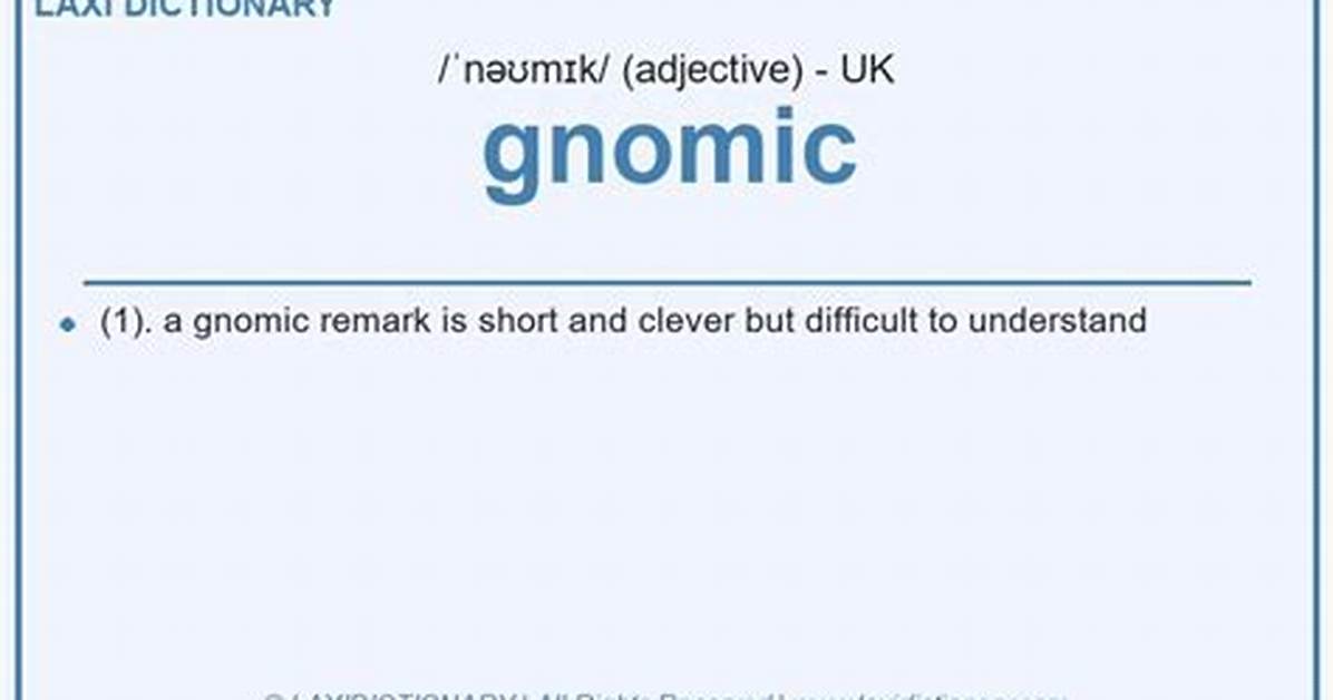 Is Gnomic a Adjective?