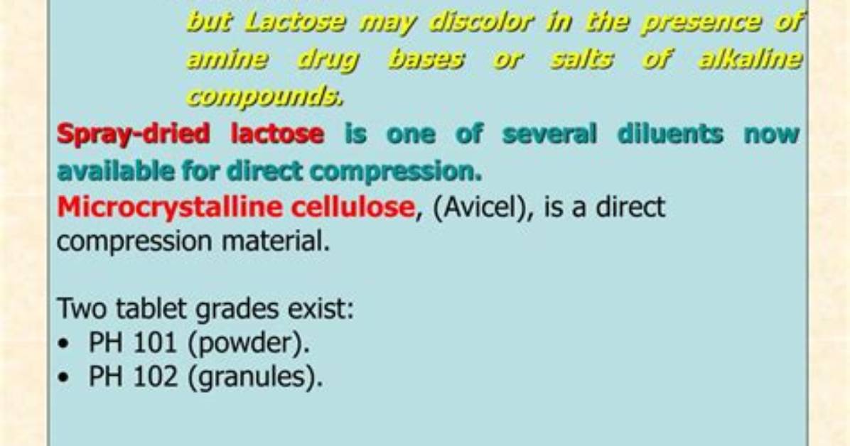 Is Lactose a Diluent