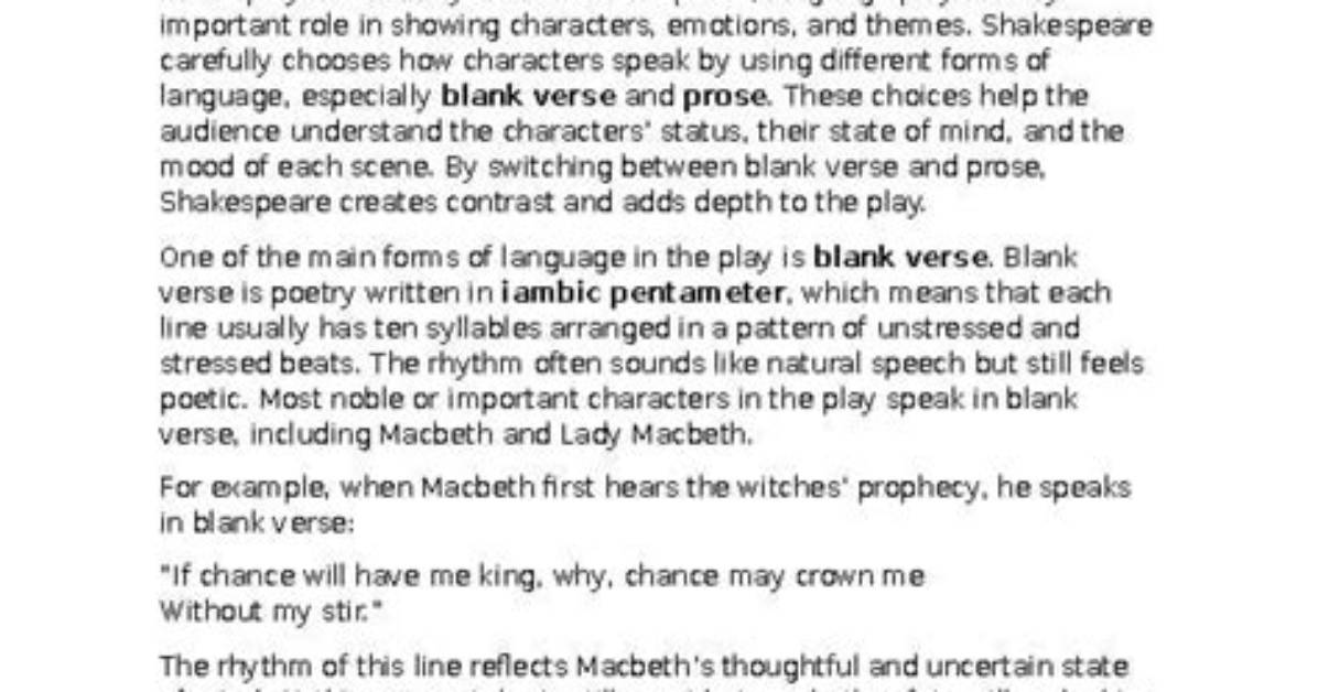 Is Macbeth Prose or Verse?
