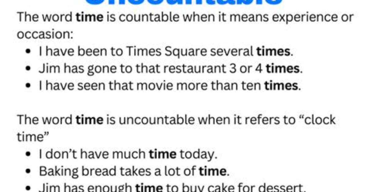 Is Meal Time Countable?
