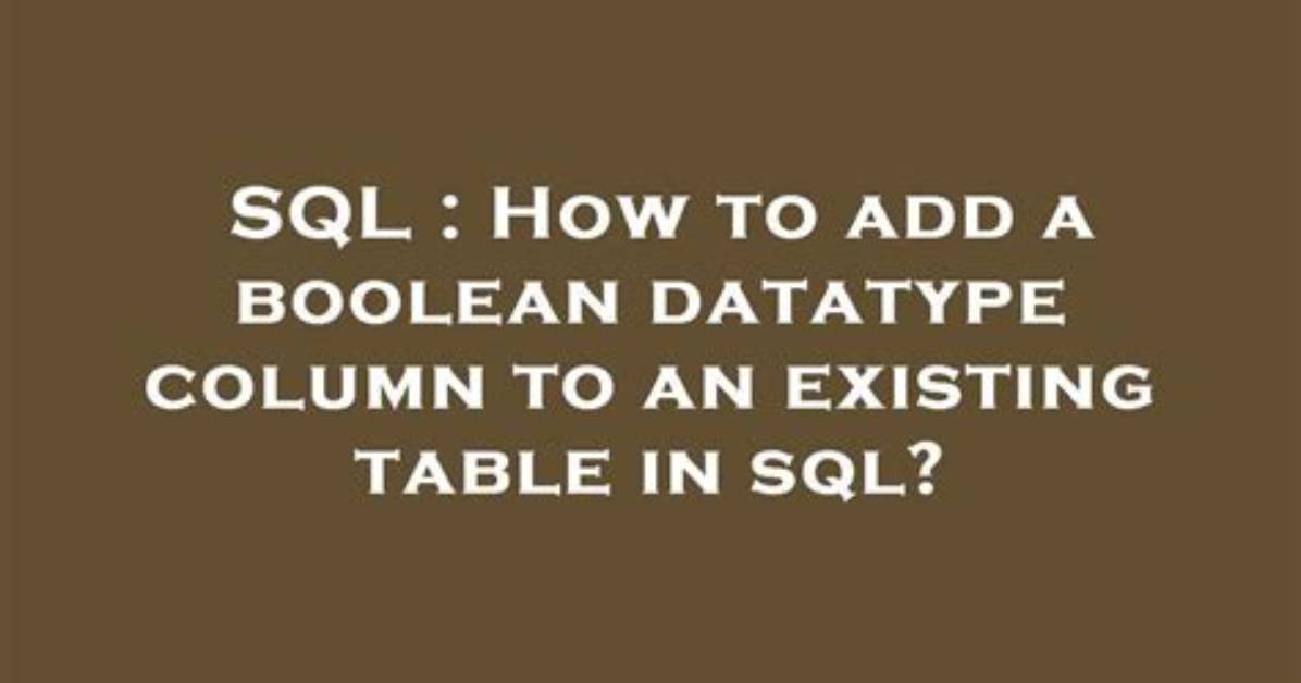 Is There a Boolean Datatype in Sql