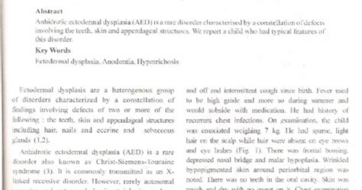 Is There a Cure for Anhidrotic Ectodermal Dysplasia?