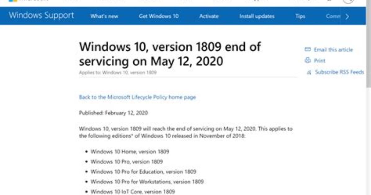 Is Windows 10 Version 1809 Still Supported?
