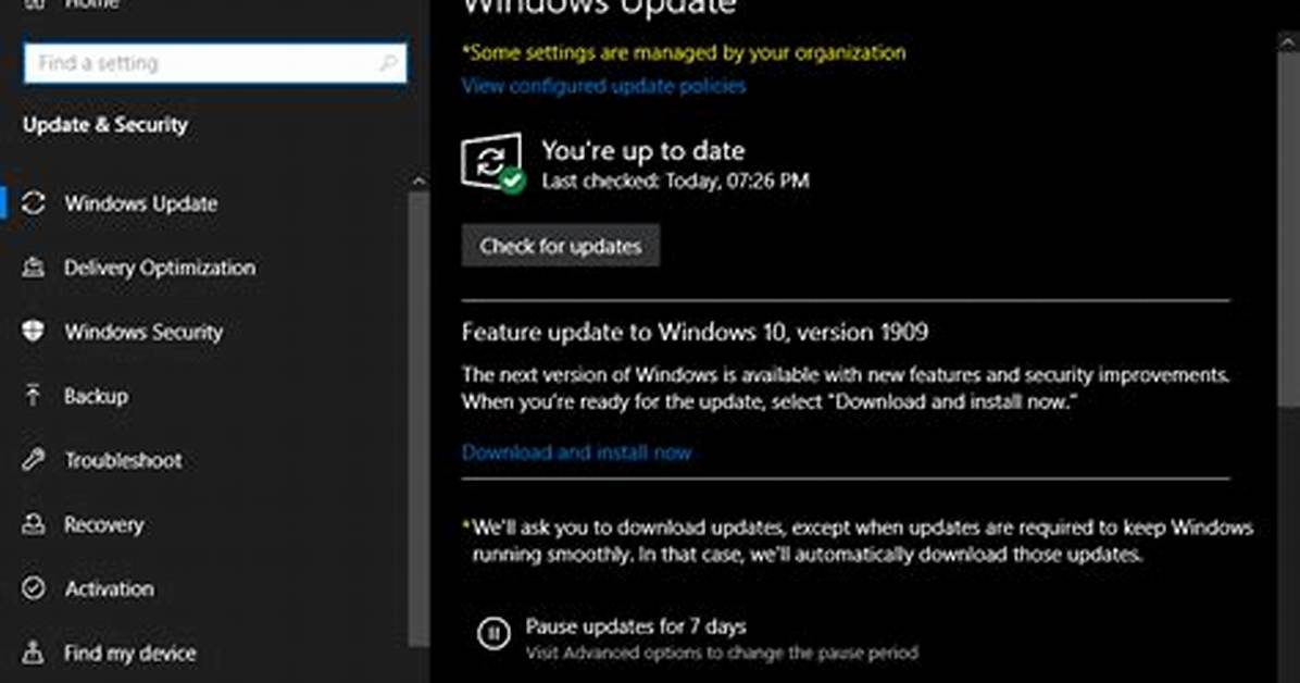Is Windows Update 1909 Stable?