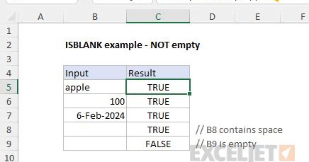 Isblank Returns False for Empty Cells Having Formulas