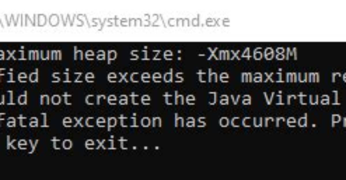 Java Invalid Maximum Heap Size. the Specified Size Exceeds the Maximum Representable Size