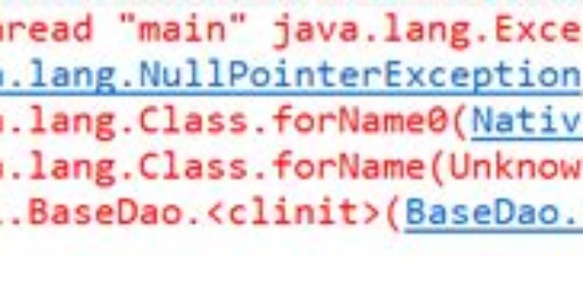 Java. Lang. Exceptionininitializererror Caused by: Java. Lang. Nullpointerexception