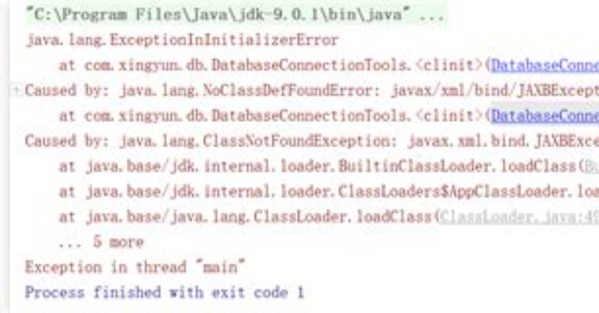 Java. Lang. Noclassdeffounderror: Javax/Xml/Bind/Datatypeconverter