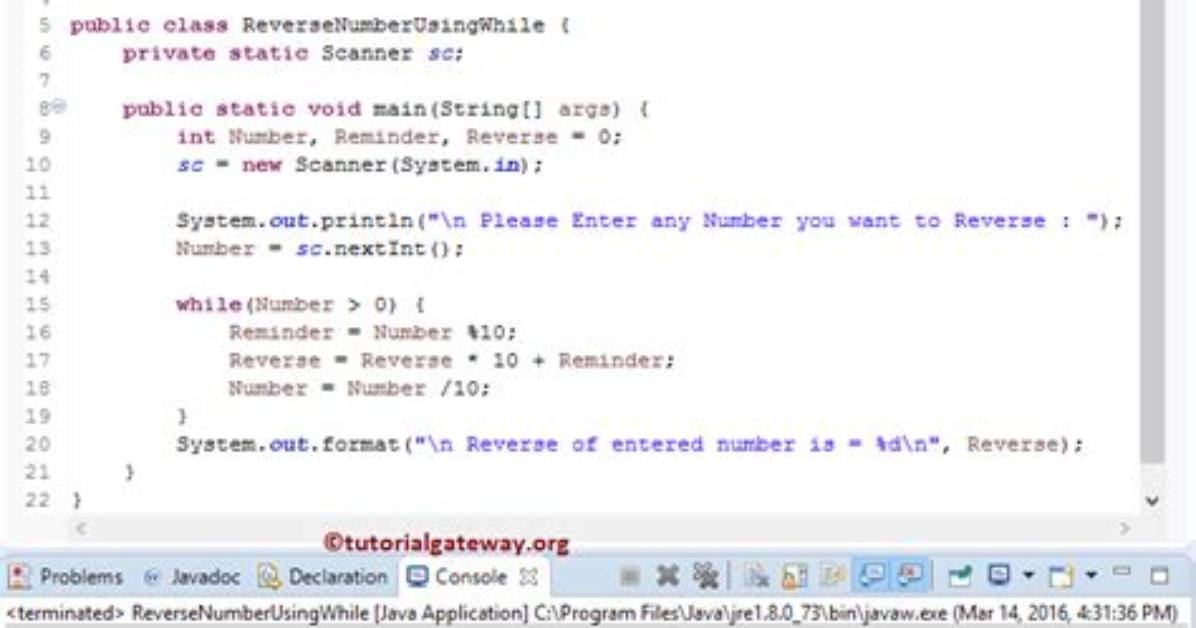 Java Reverse an Int Value Without Using Array