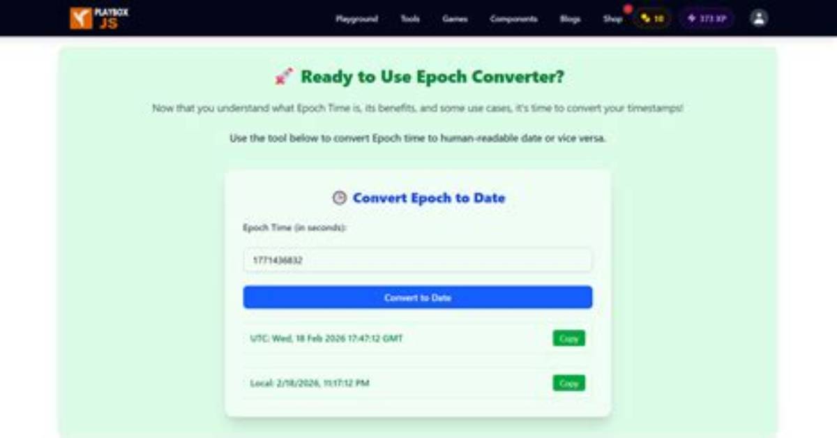 Javascript Convert Date Time String to Epoch