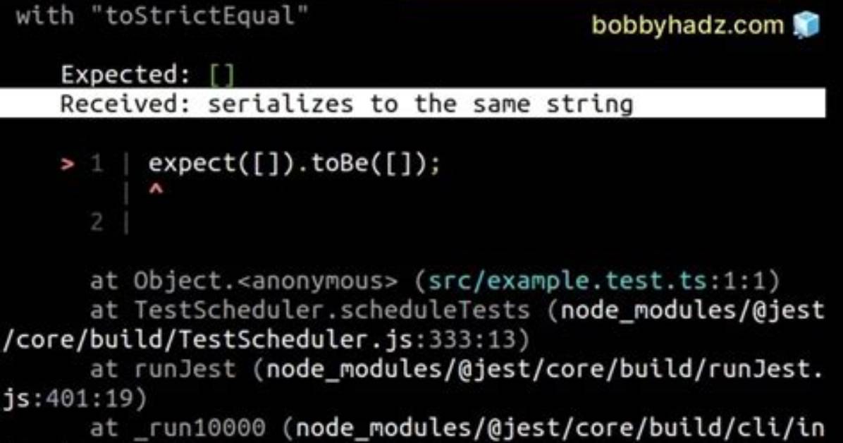 Jest. Js Error: "Received: Serializes to the Same String"
