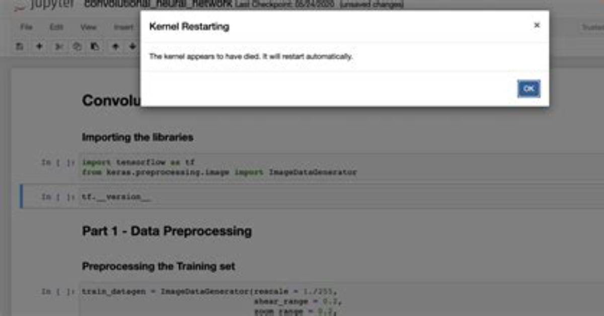 Jupyter Notebook - Dead Kernel