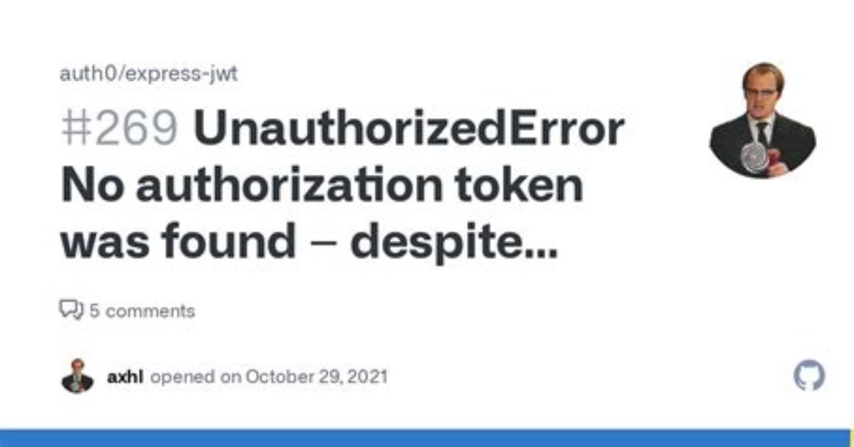 Jwt Unauthorizederror: No Authorization Token Was Found (Get Request with Cookie)