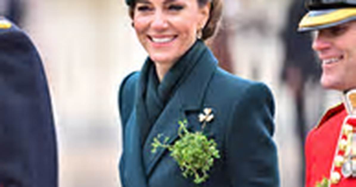 Kate Middleton Celebrated St. Patrick's Day in a Teal Coatdress with a Tulle Fascinator
