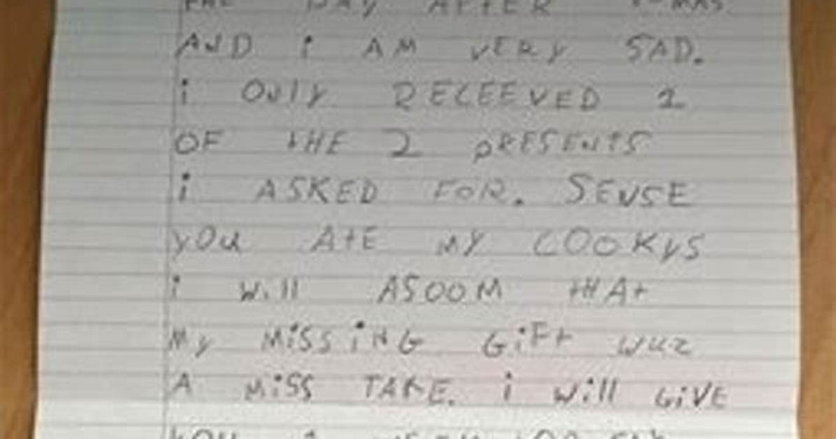 Kid Pens Angry Letter to Santa over Missing Gift
