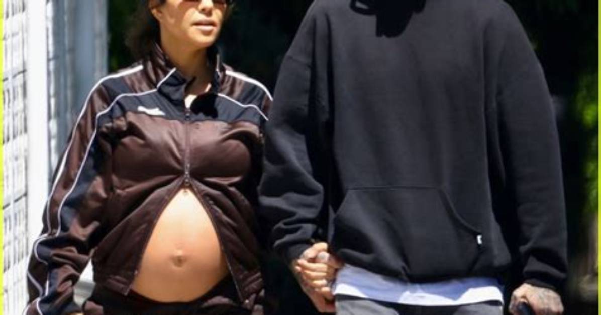 Kourtney Kardashian Flaunted Her Baby Bump in a Totally See-Through Crochet Maxidress