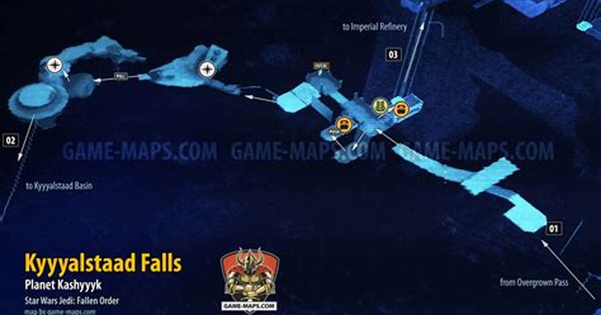 Kyyyalstaad Falls Map, Kashyyyk for Star Wars Jedi Fallen Order