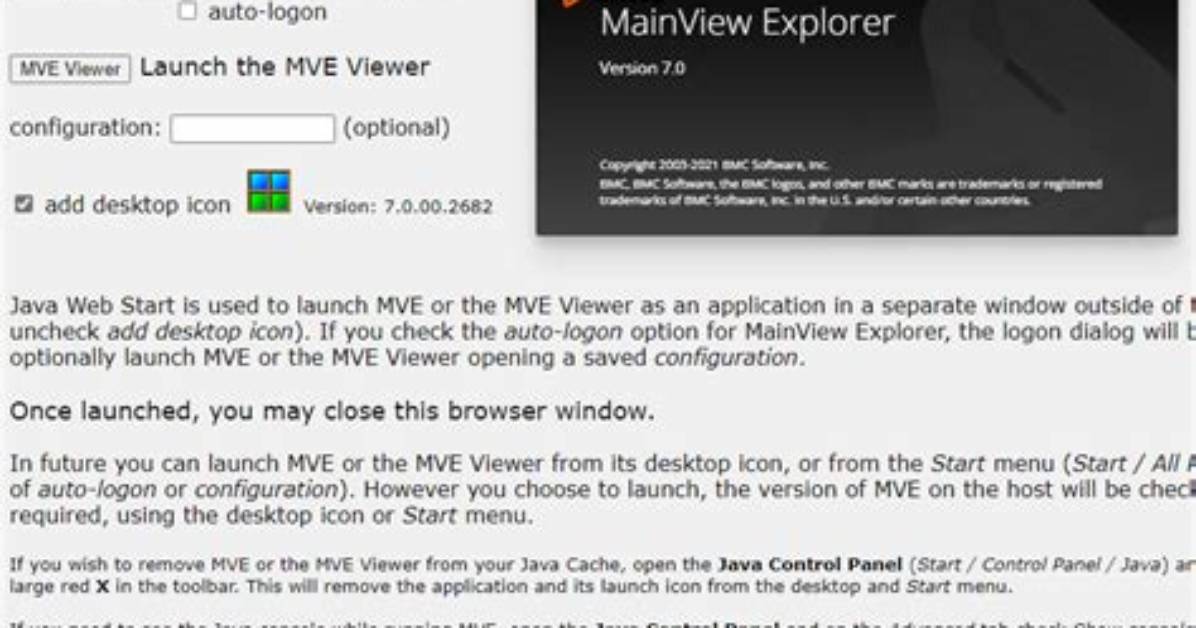 Launching Mainview Explorer - Documentation for Bmc Ami Ops Infrastructure 7.0