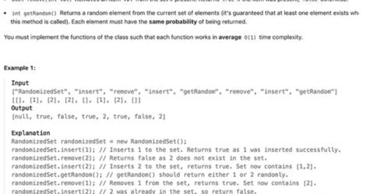 Leetcode 380: Insert Delete Getrandom O(1)