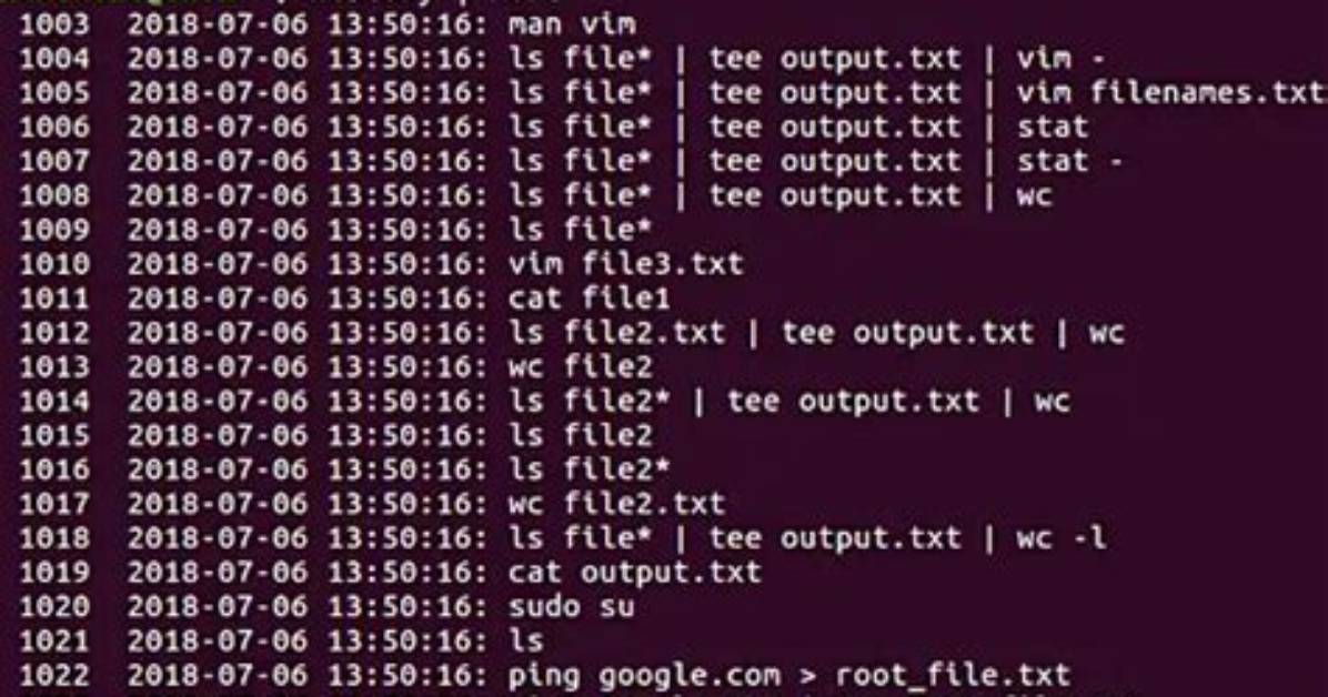 Linux Command History with Date and Time