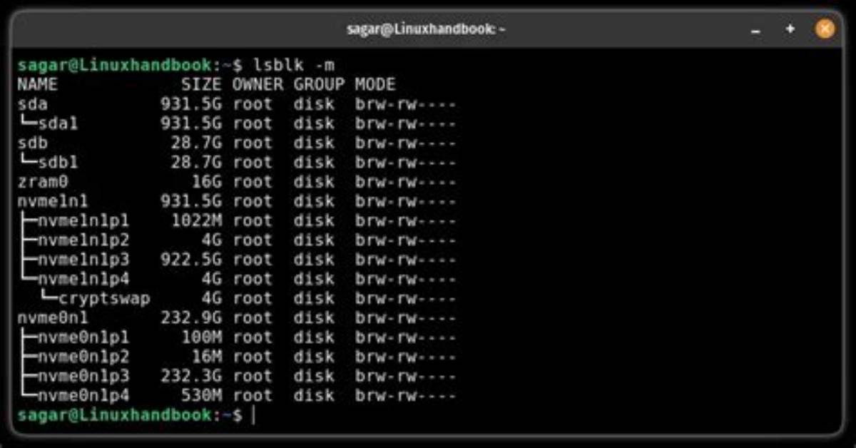Linux Lsblk Output