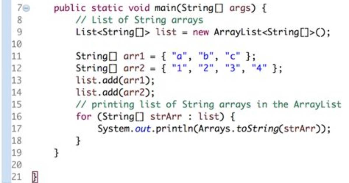 List of Arrays in Java