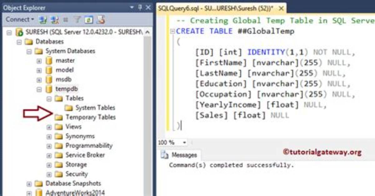 Local and Global Temporary Tables in Sql Server