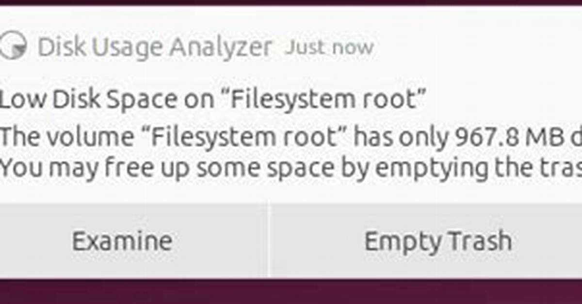 Low Disk Space in Root Filesystem Error