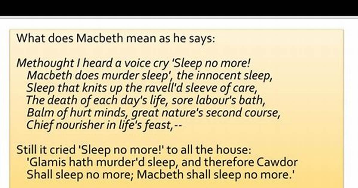 Macbeth Does Murder Sleep Meaning