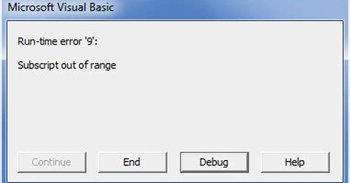 Macro Run-Time Error '9': Subscript out of Range