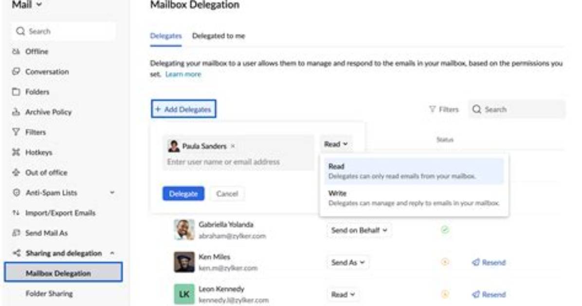 Mailbox Delegation