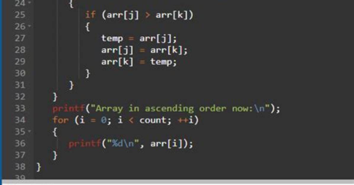 Manually Sorting an Array in Ascending Order