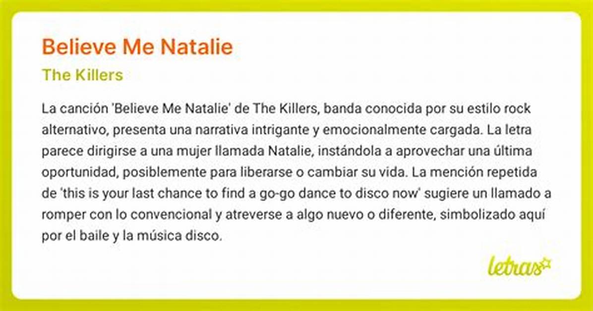 Meaning of Believe Me Natalie by the Killers