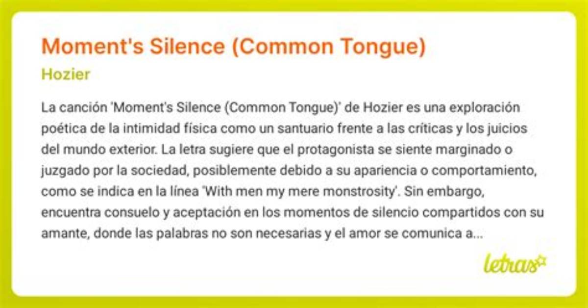Meaning of Moment’s Silence (Common Tongue) by Hozier