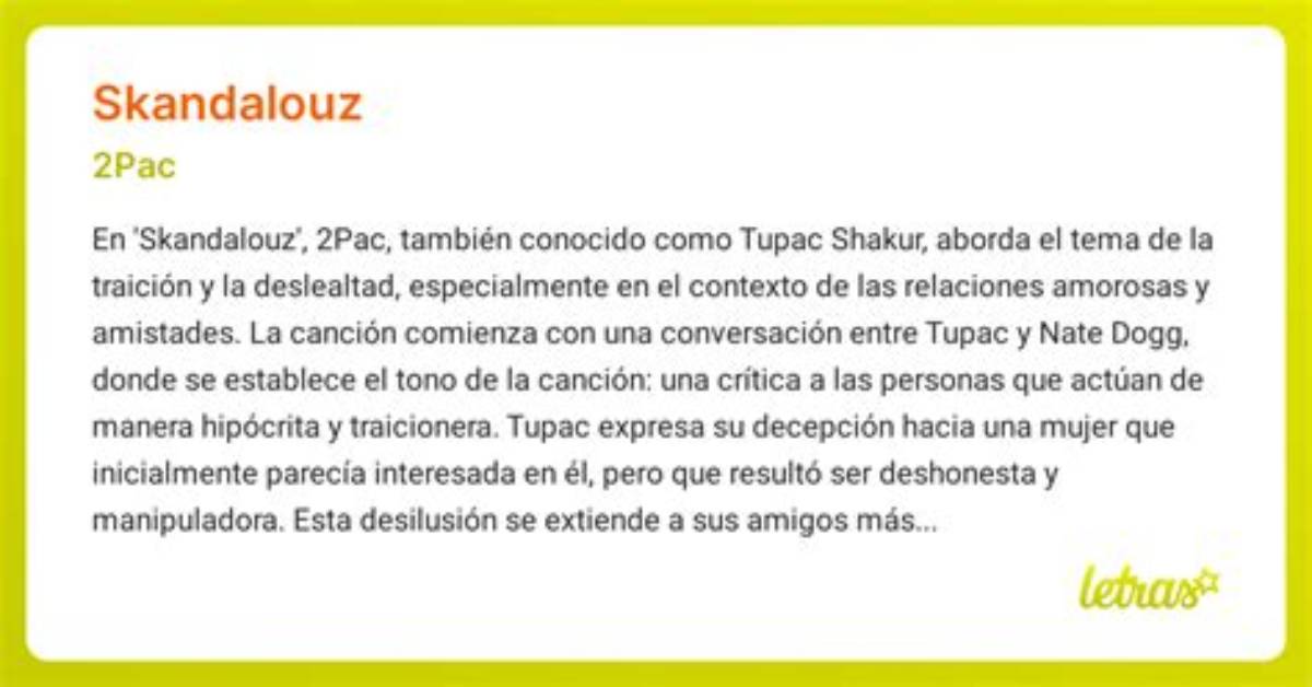 Meaning of Skandalouz by 2Pac