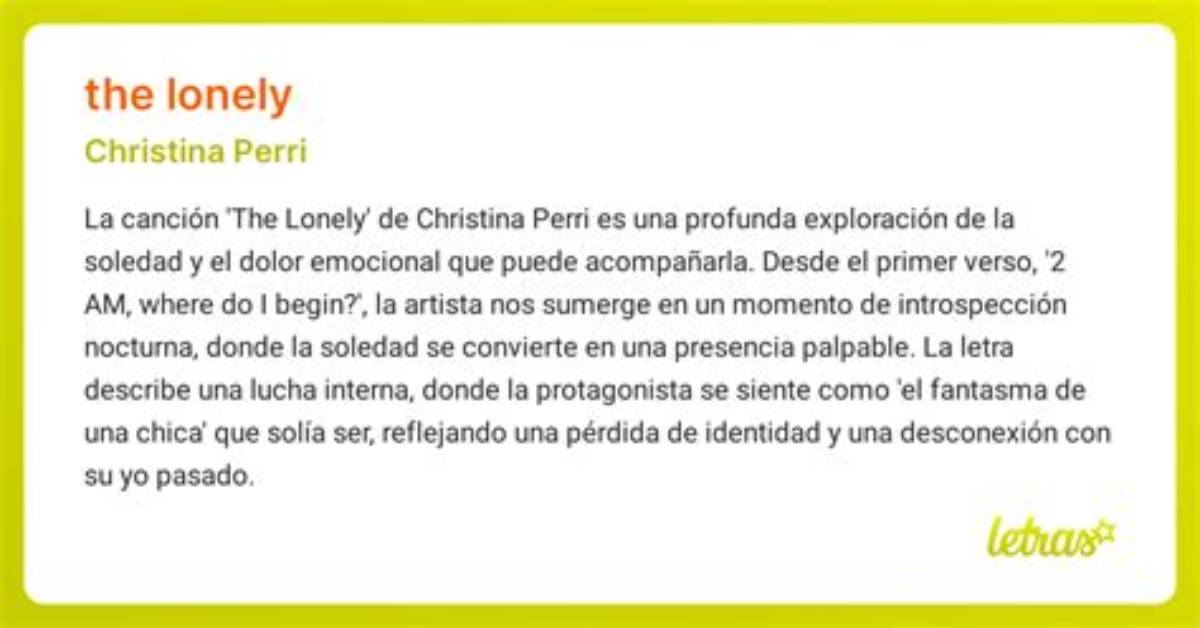Meaning of ​The Lonely by Christina Perri