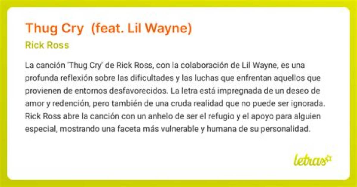 Meaning of Thug Cry by Lil Wayne