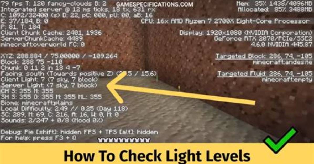 Minecraft How to Check Light Level