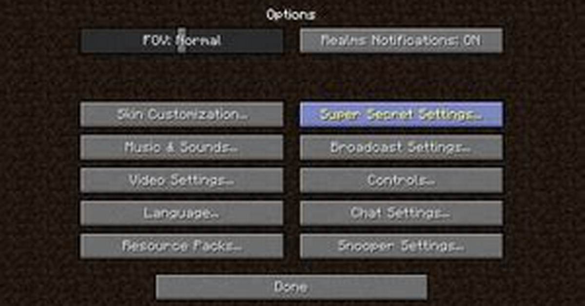 Minecraft Super Secret Settings Removed