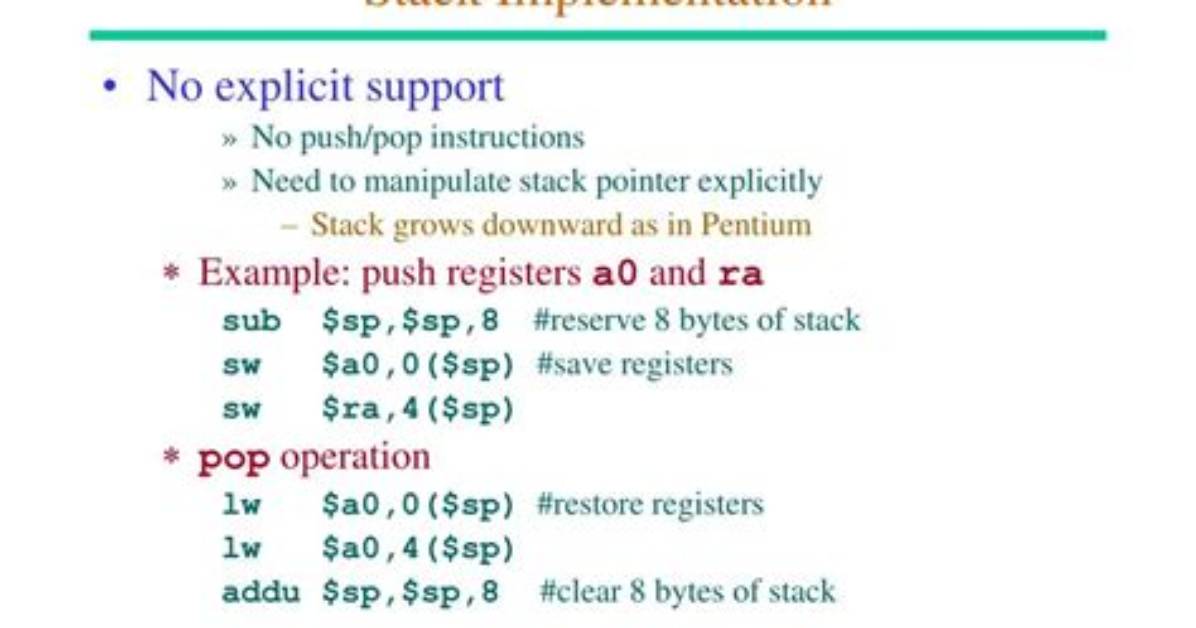 Mips Program Jr $Ra Instructions and Stack Handling