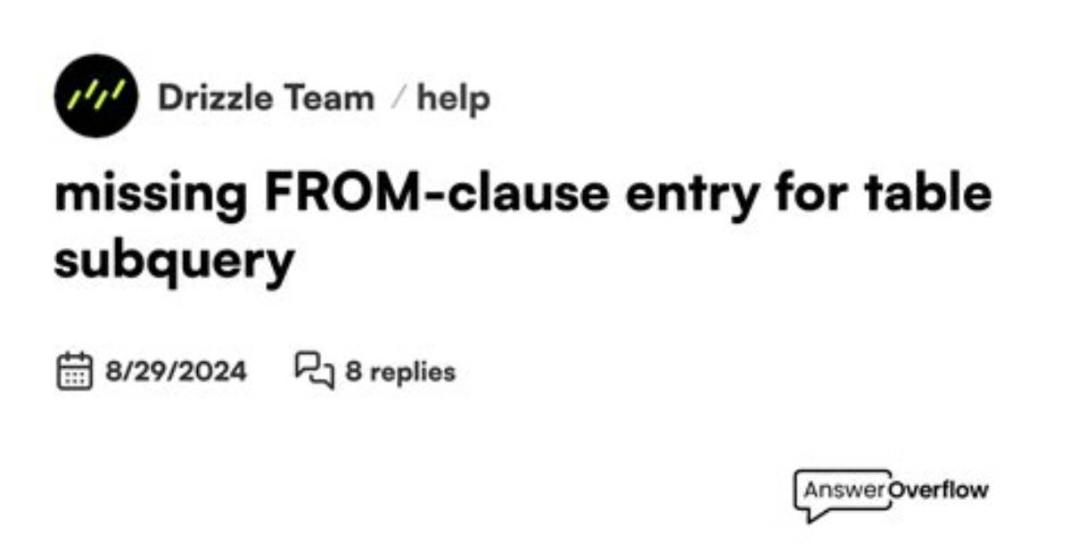 Missing from-Clause Entry for Table [Closed]