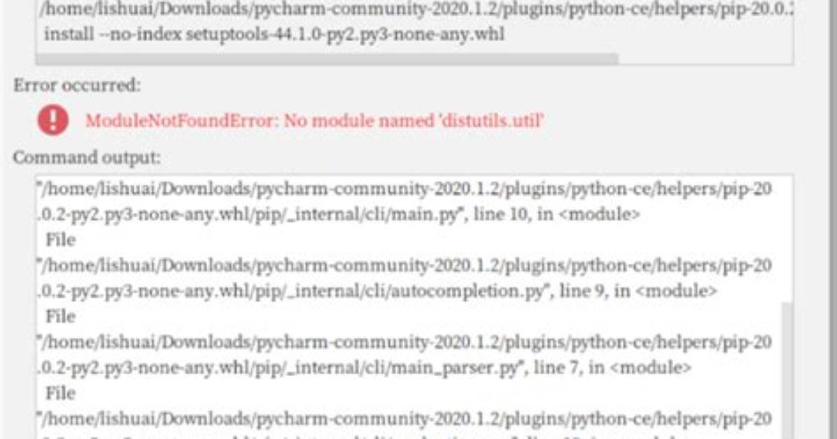 Modulenotfounderror: No Module Named 'Distutils. Util'