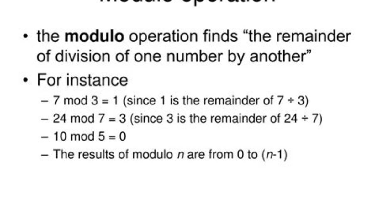 Modulo Operation with Negative Numbers